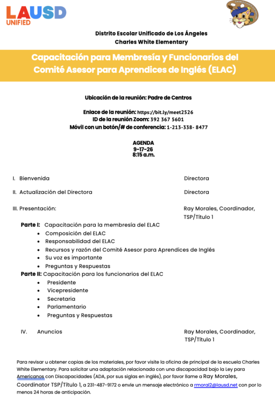 Agenda de ELAC