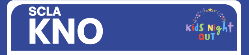 blue and white logo with rainbow colored letters