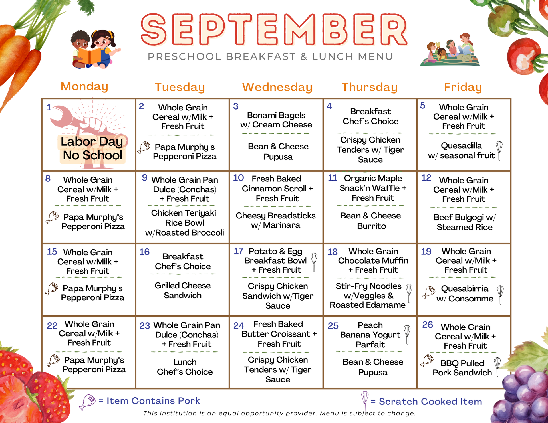 Preschool Breakfast & Lunch 1