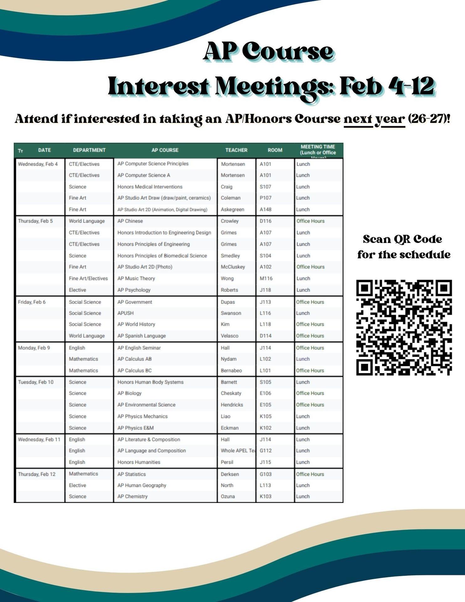 AP Course Interest Meeting Schedule Flyer