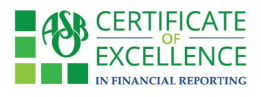 ASB Certificate of Excellence in Financial Reporting logo