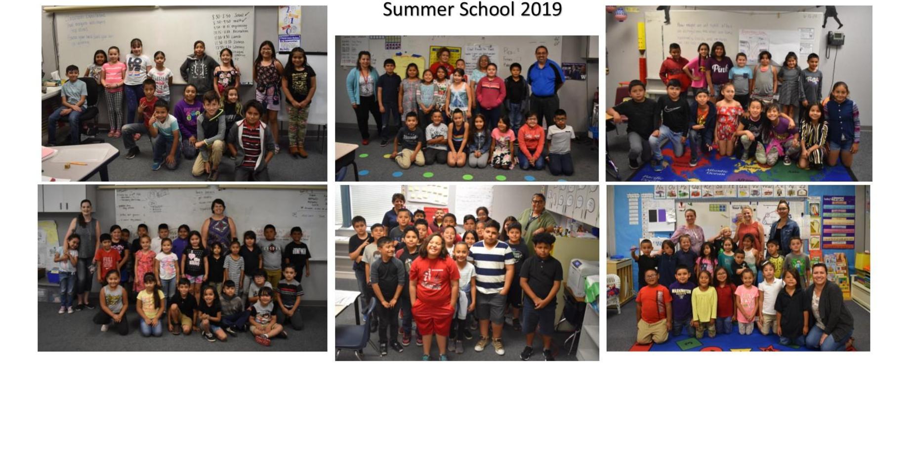 Our six summer school classes with the students and their teachers.
