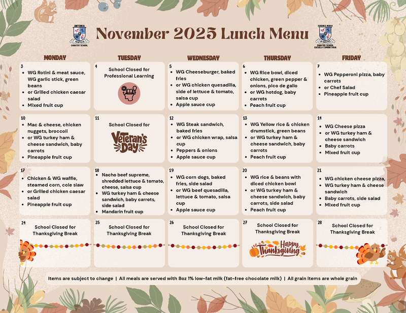 November Lunch Menu
