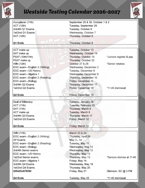 2026-2027 testing schedule