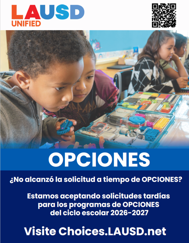 Flyer in Spanish to promote Choices at LAUSD