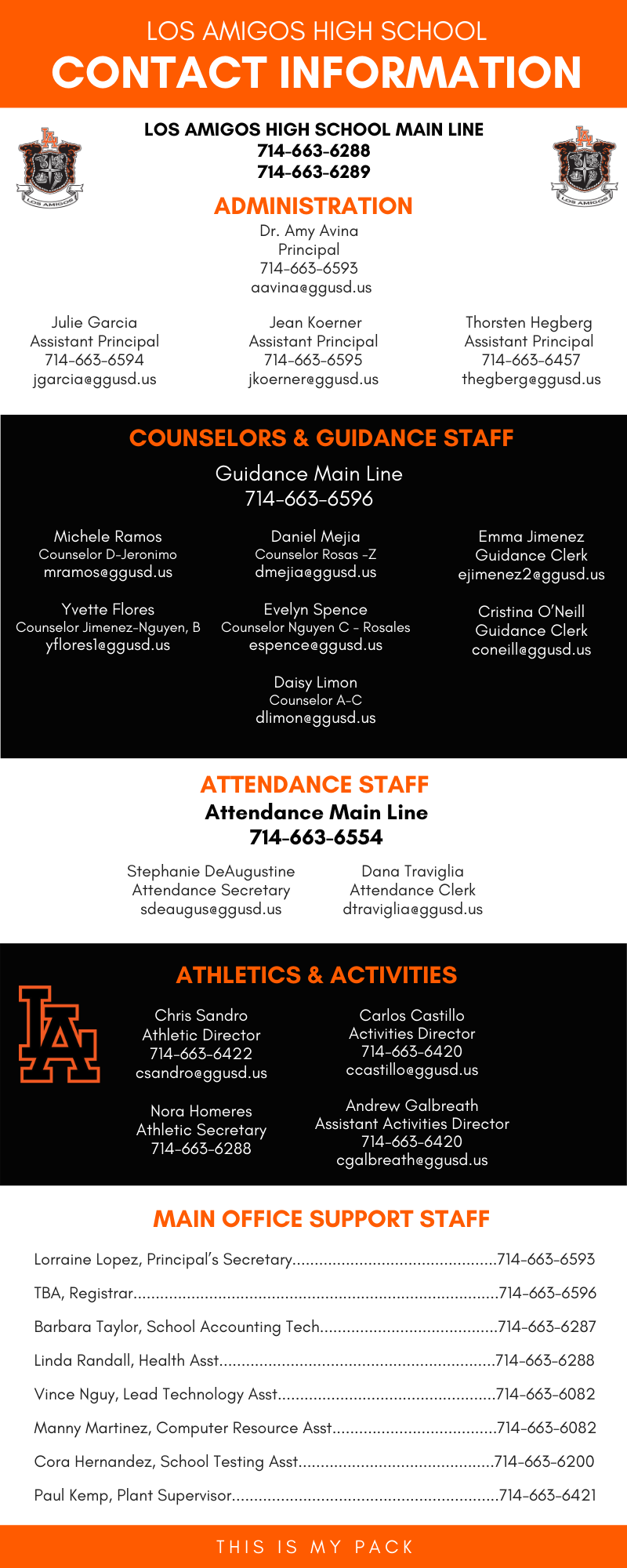 School Phone Numbers Main Office Contact Information Los Amigos