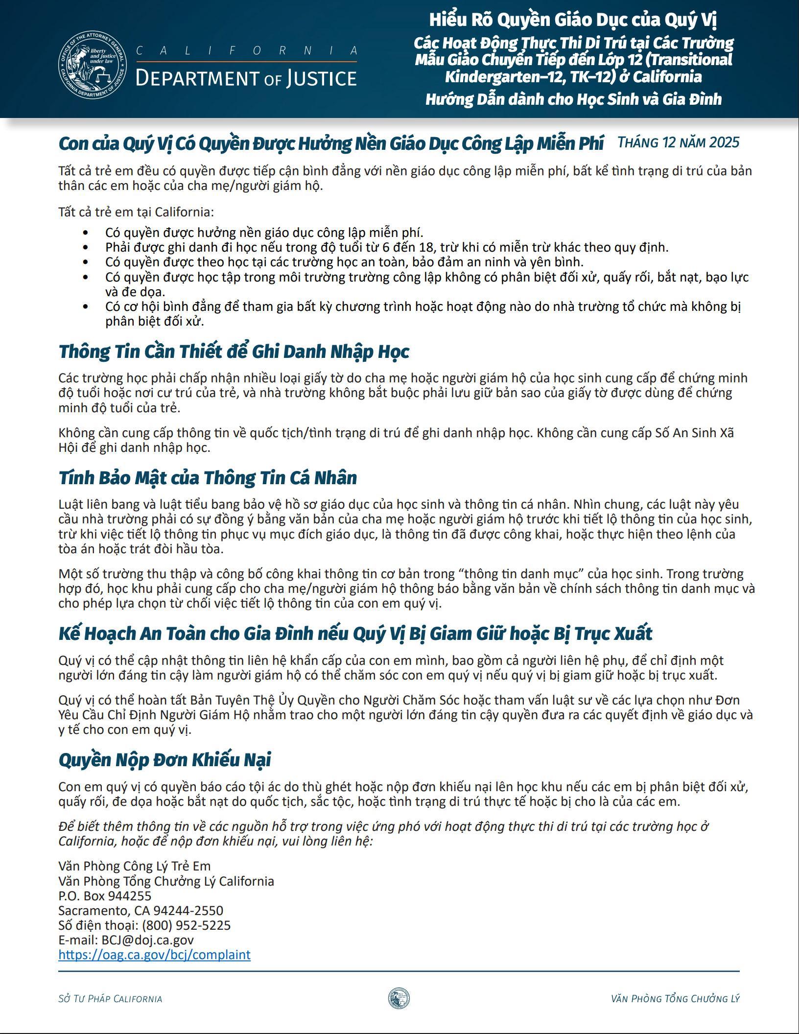 Know Your Educational Rights - Vietnamese
