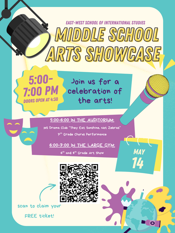 Middle School Arts Showcase on May 14 English Flyer