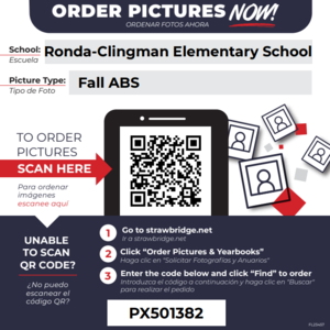 Promotional flyer for school photo ordering information.