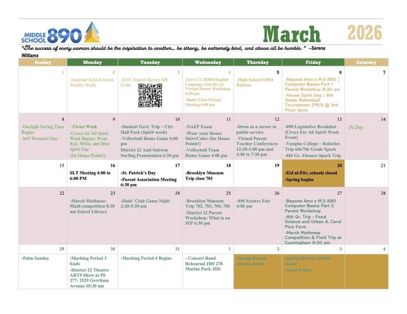 Description of March Calendar 2026 Front Part