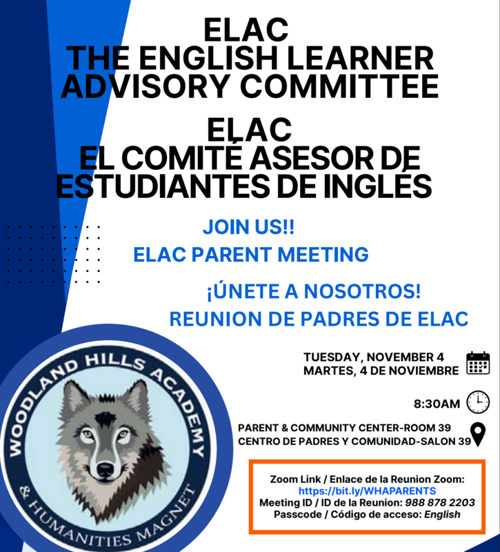 English Learner Advisory Committee - Tuesday, November 4 - 8:10 AM - Parent Center Featured Photo