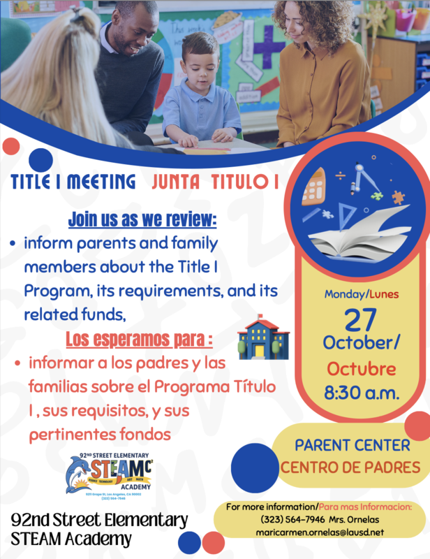 Title 1 Meeting/Junta Titulo 1 Featured Photo