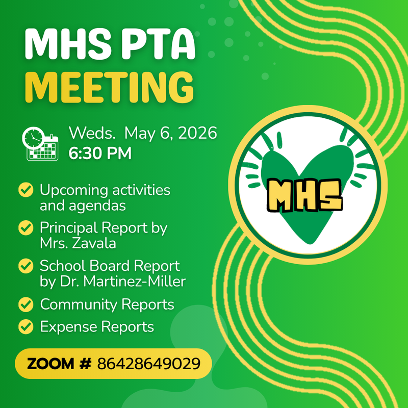 MHS PTA General Meeting - Wed. May 6 @ 6:30pm - via ZOOM Featured Photo