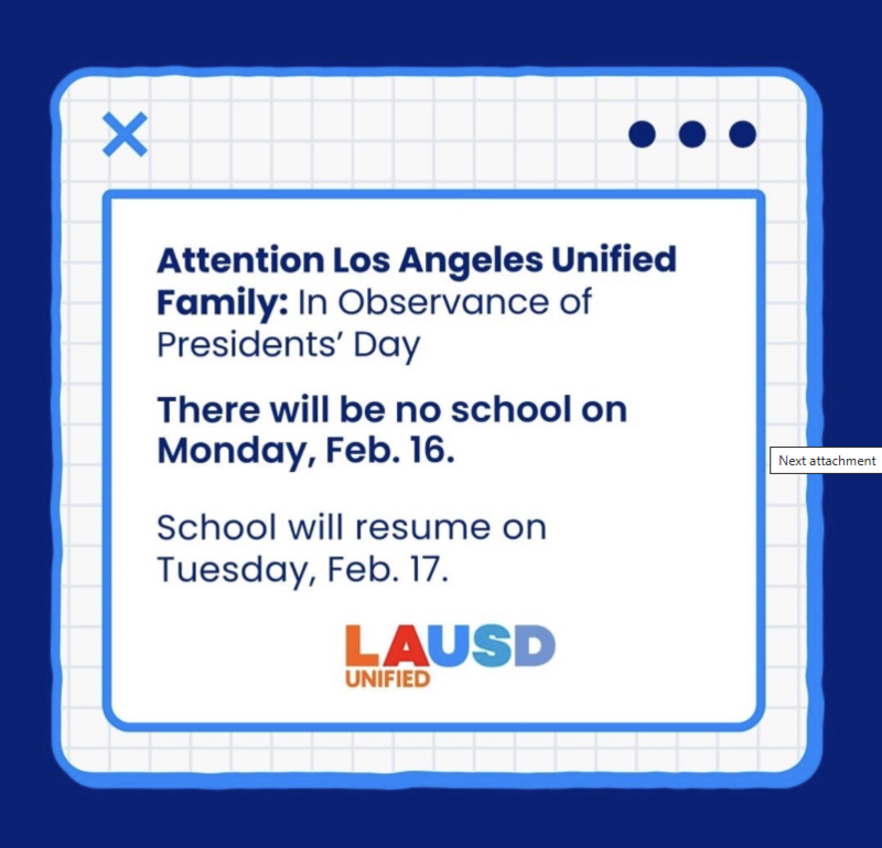 PRESIDENT'S DAY-NO SCHOOL
