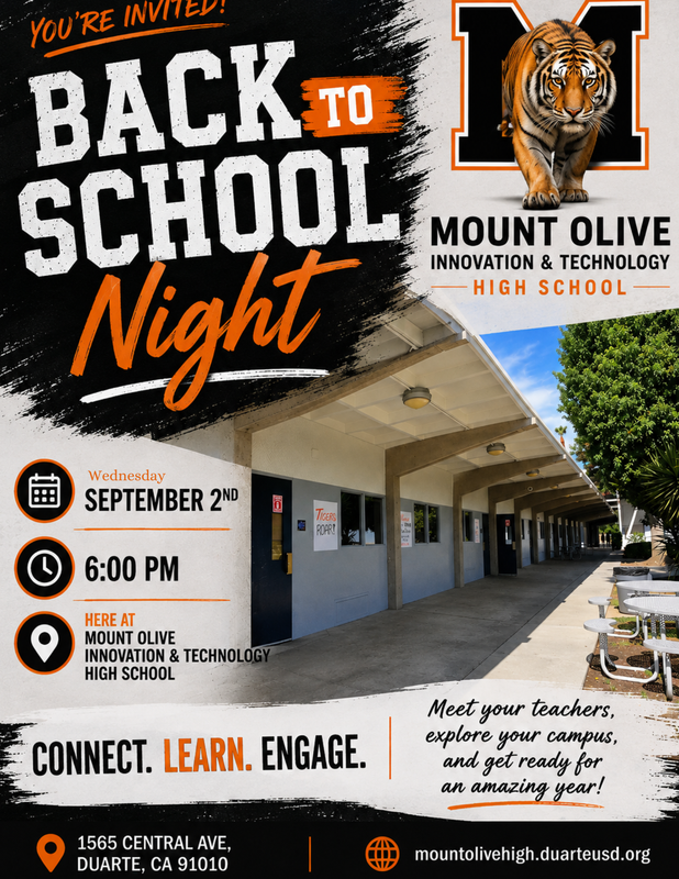 Back To school Night September 2nd