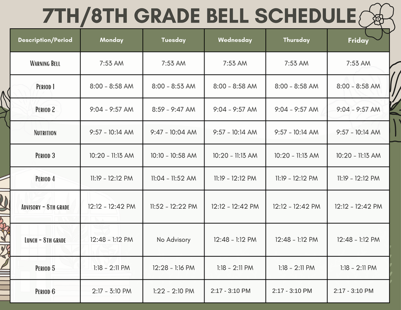 8th Grade Bell Schedule Featured Photo