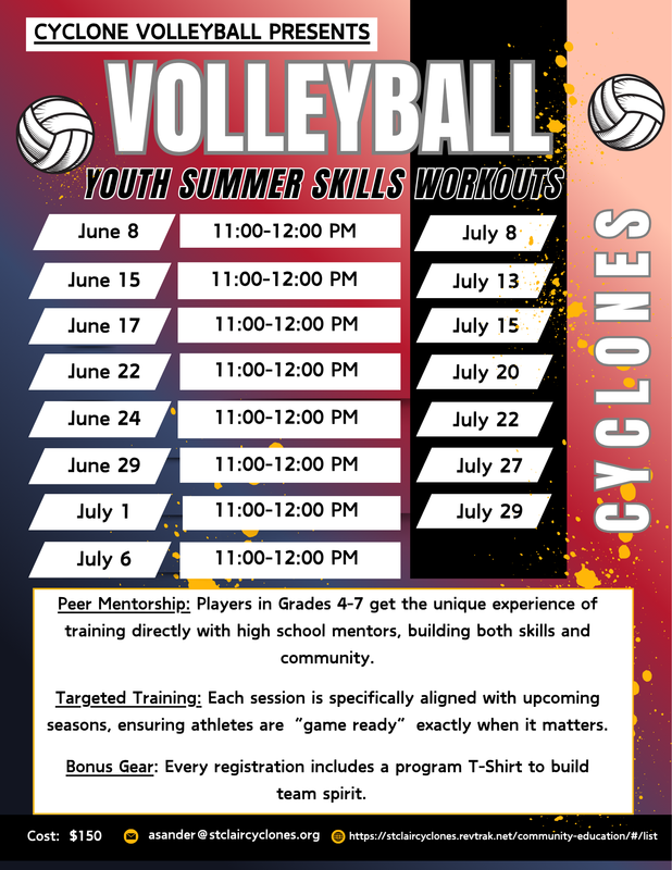 Detailed flyer w/ summer VB Info for youth