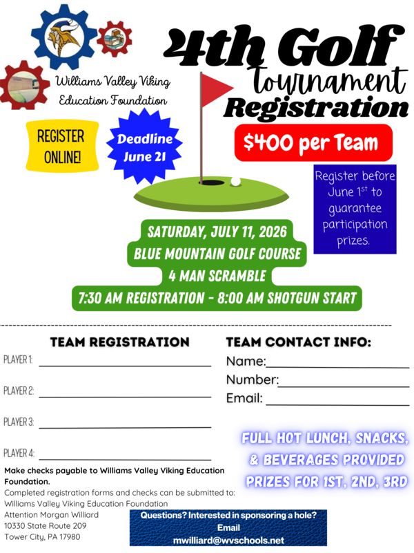 4th Annual WV Viking Education Golf Tournament Flyer