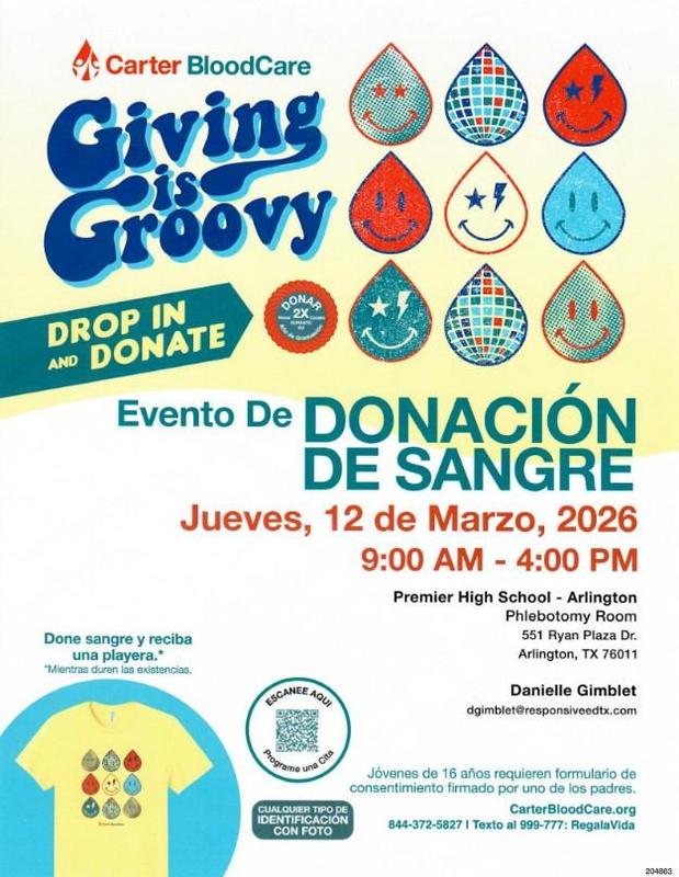 Giving is Groovy  DROP IN AND DONATE!  Attention Seniors! Donate twice during your Senior year, and you get an Honor Cord for graduation.