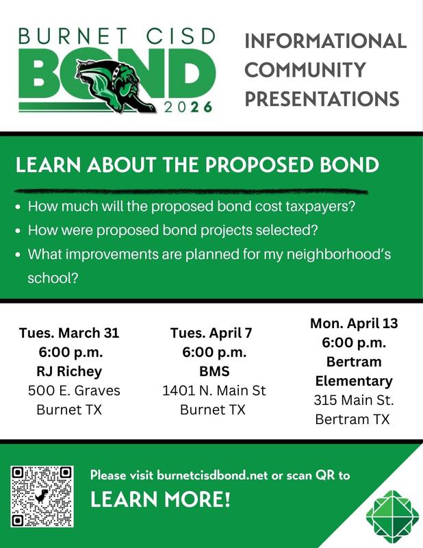 Burnet CISD Bond 2026 - Informational Community Presentations Featured Photo