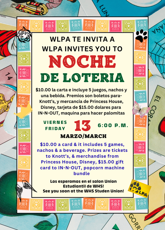 Noche De Loteria at Whitney HS on March 13 at 6pm
