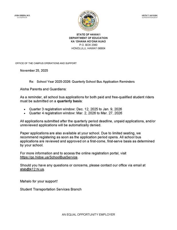 Bus Letter - Quarter 3