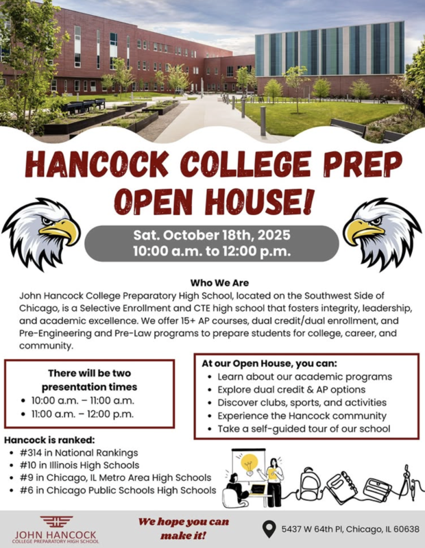 Open House will be on Saturday, October 18th from 10am - 12 pm