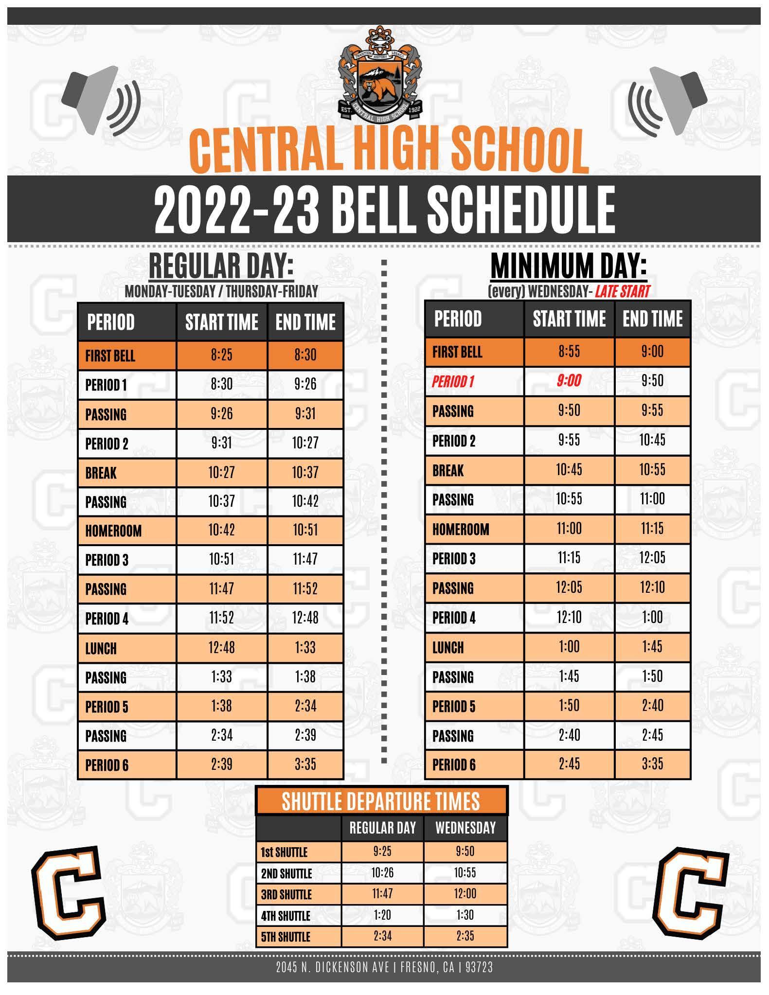 Bell Schedule About Us Public Info Central High School