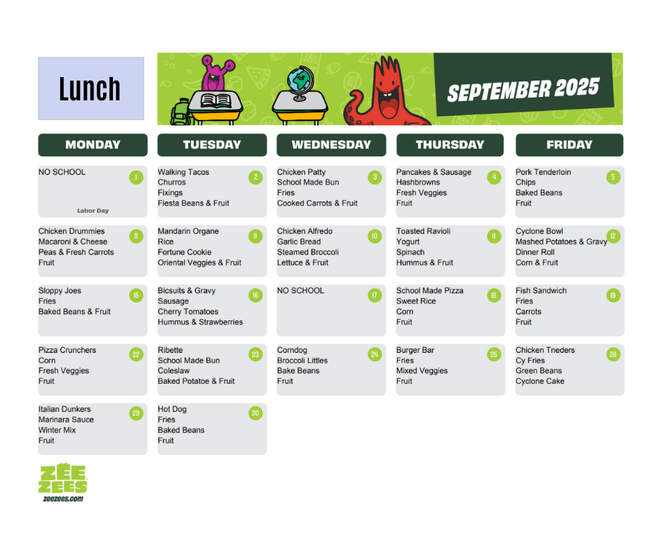 September Lunch Menu