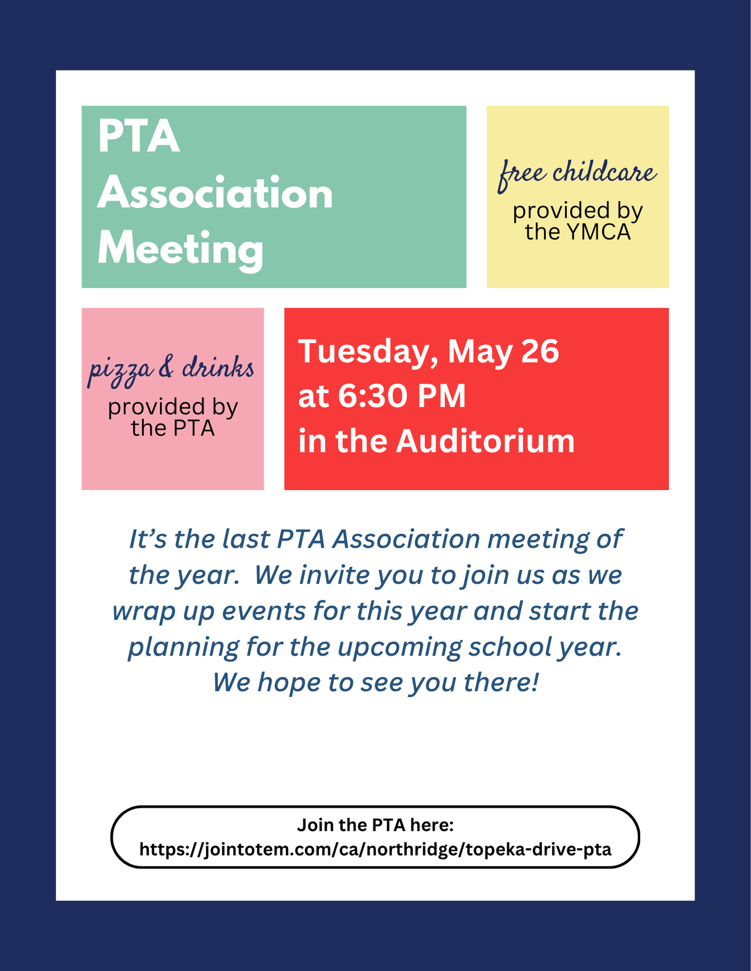 PTA Association Meeting May 2026 Flyer