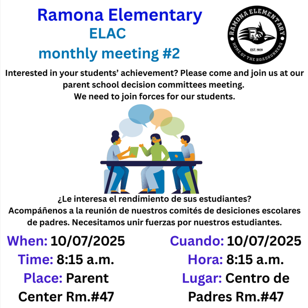 ELAC Meeting 10.7.25 Bilingual