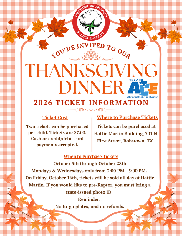 Robstown ISD Thanksgiving Dinner Ticket Sales Begin October 5 Featured Photo