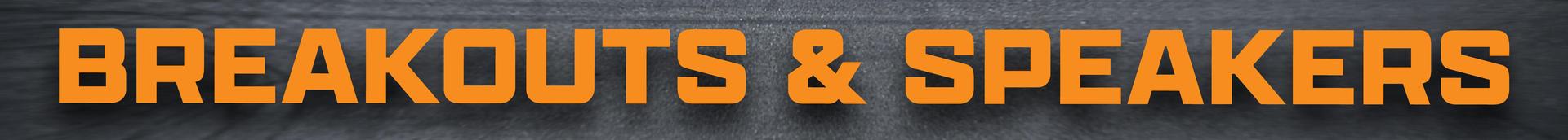 Keynote section divider with bold orange “Breakouts” text over a gray textured background.