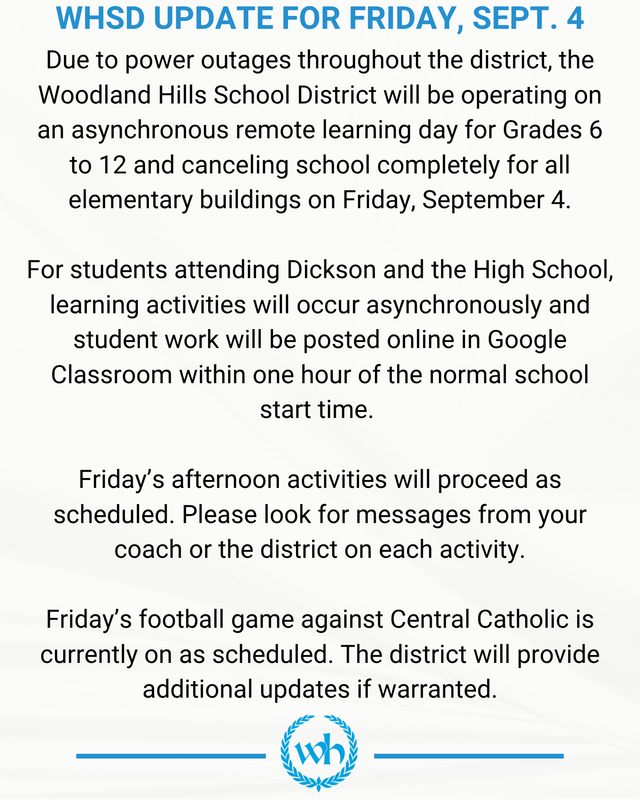 Weather and power outage announcement graphic of preceding text