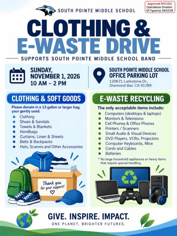 Clothing and E Waste Drive Flyer