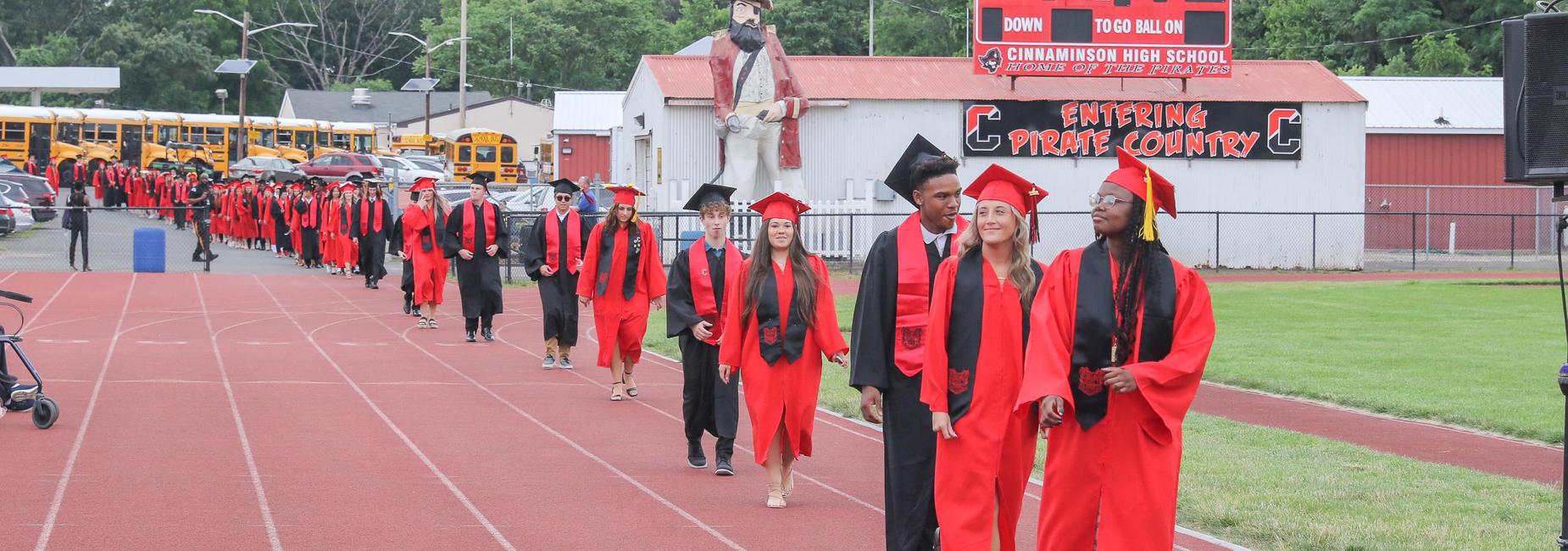Cinnaminson High School graduates enter the stadium
