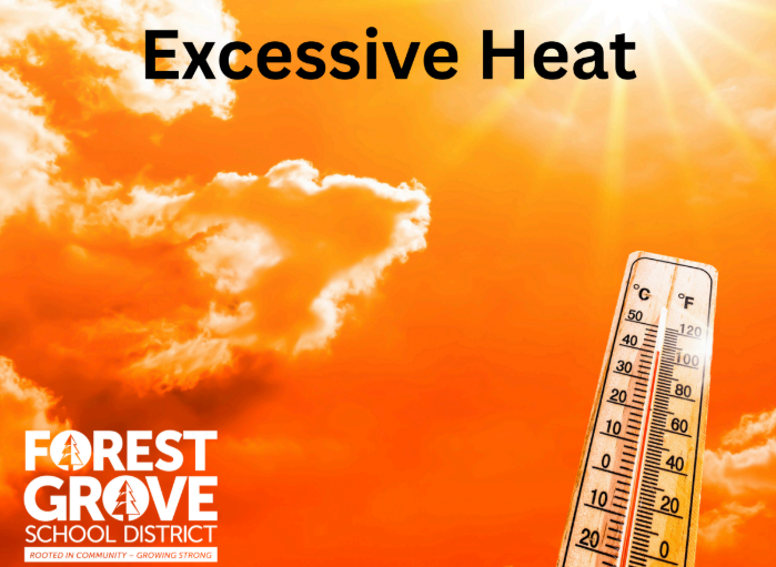 Orange background with a thermometer showing excessive heat