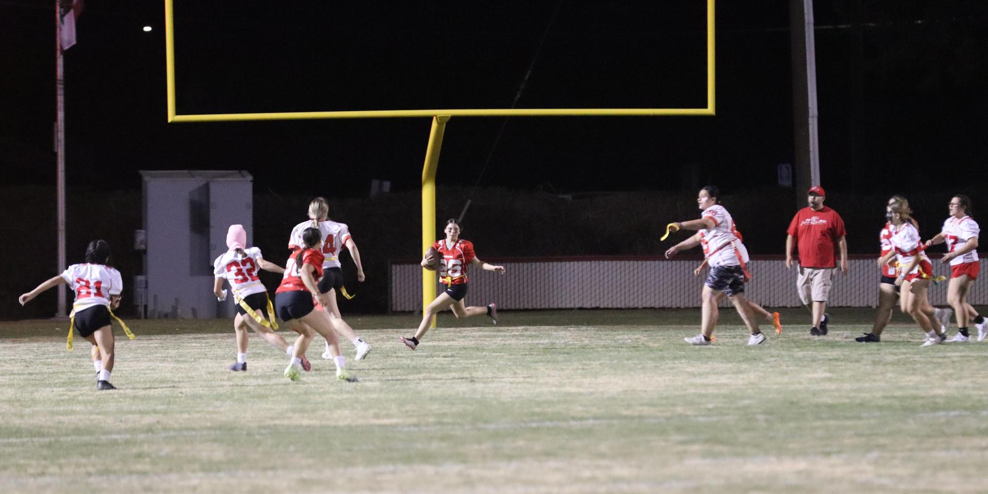 girls playing flag football