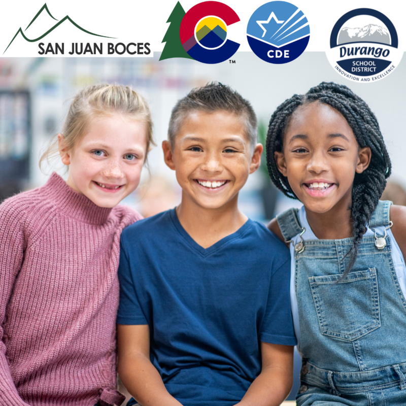 three students smiling partner agency logos