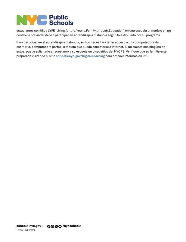 NYCPS October Technology Update for families. Spanish 3