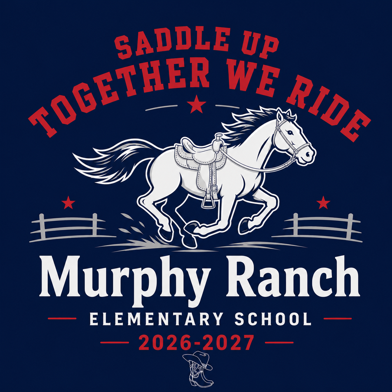 School theme image, "Saddle up- Together we Ride"