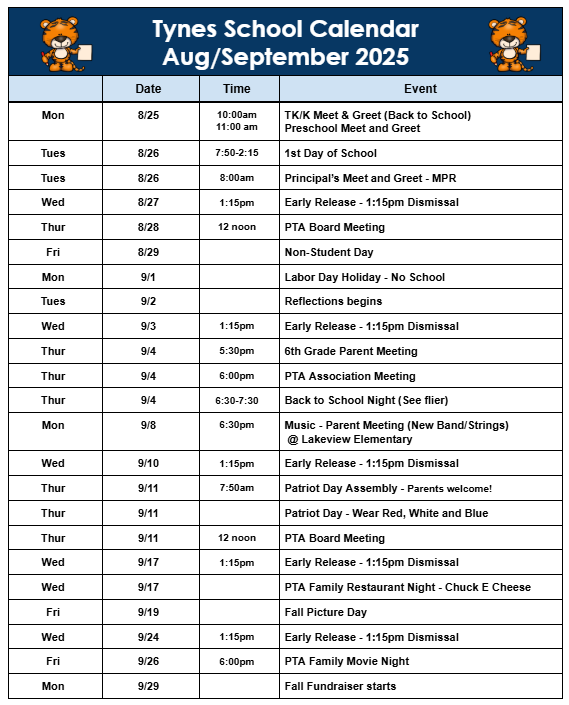Sept. Calendar 