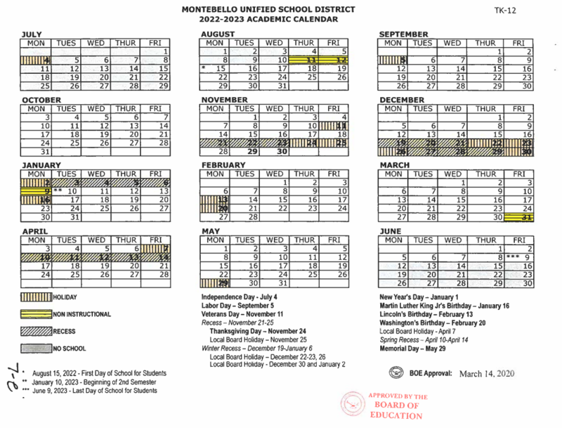 School Calendar 2022-2023 Featured Photo