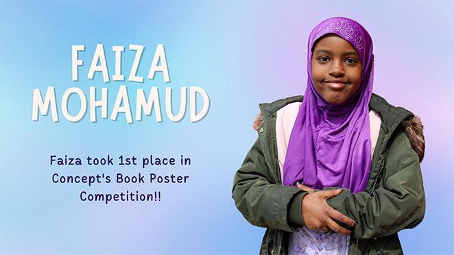 Faiza Mohamud took first place in Concept's Book Poster Competition