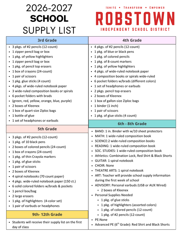 School Supply List
