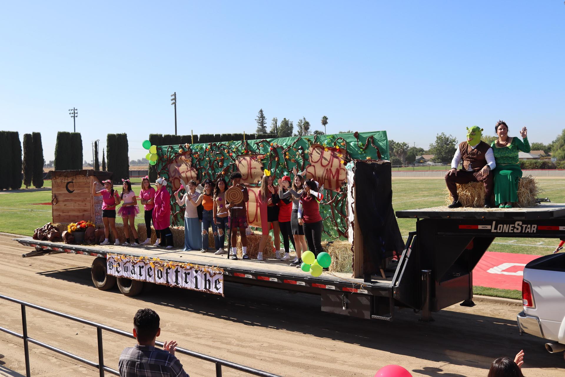 students and staff at the homecoming rally