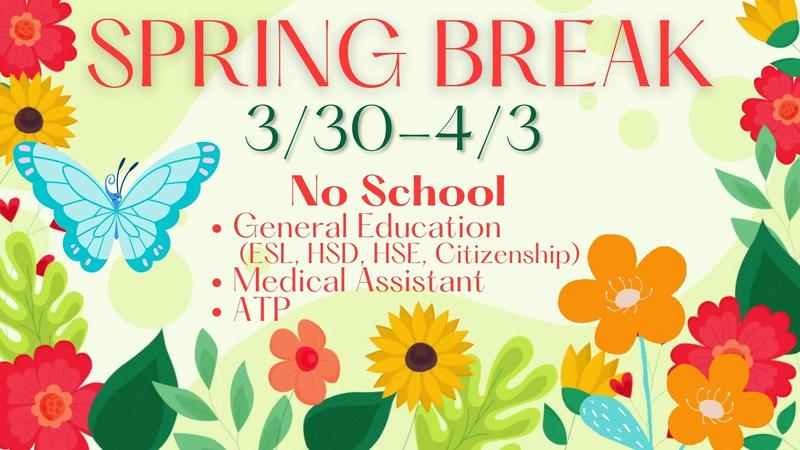 No schook for GED 3/30-4/3