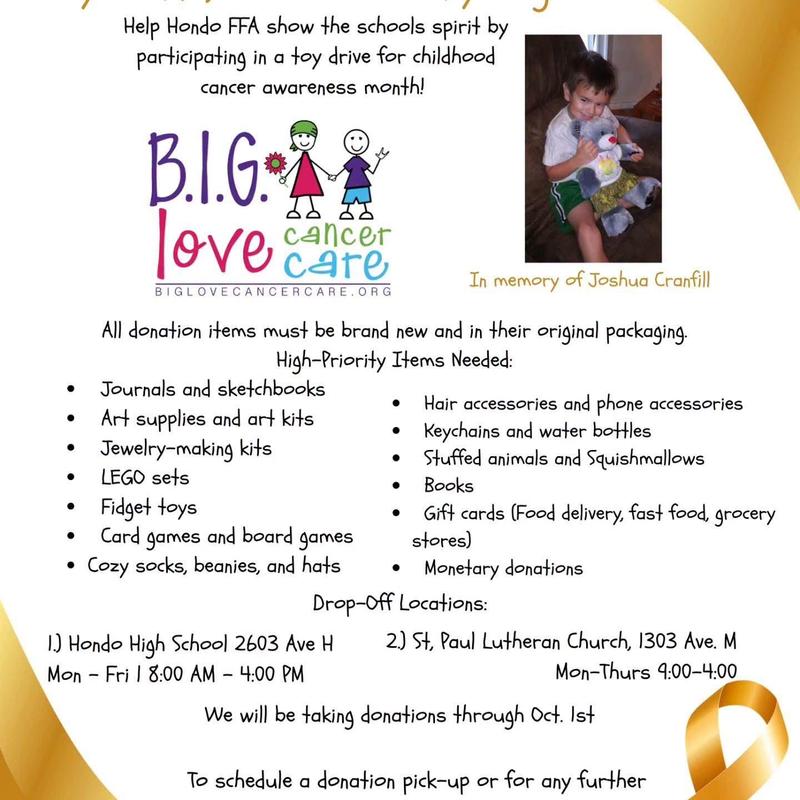 Hondo FFA BIG Love Cancer Care Drive Flyer