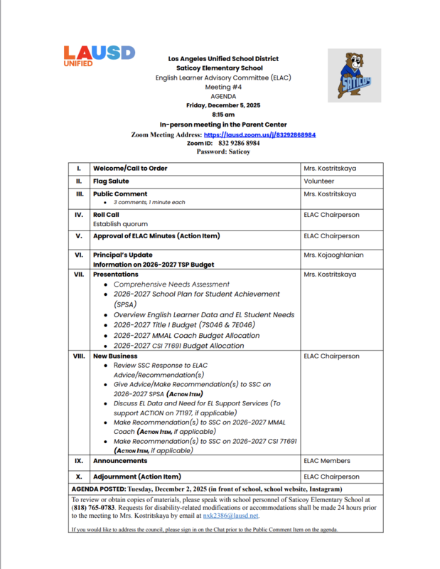 ELAC December Meeting