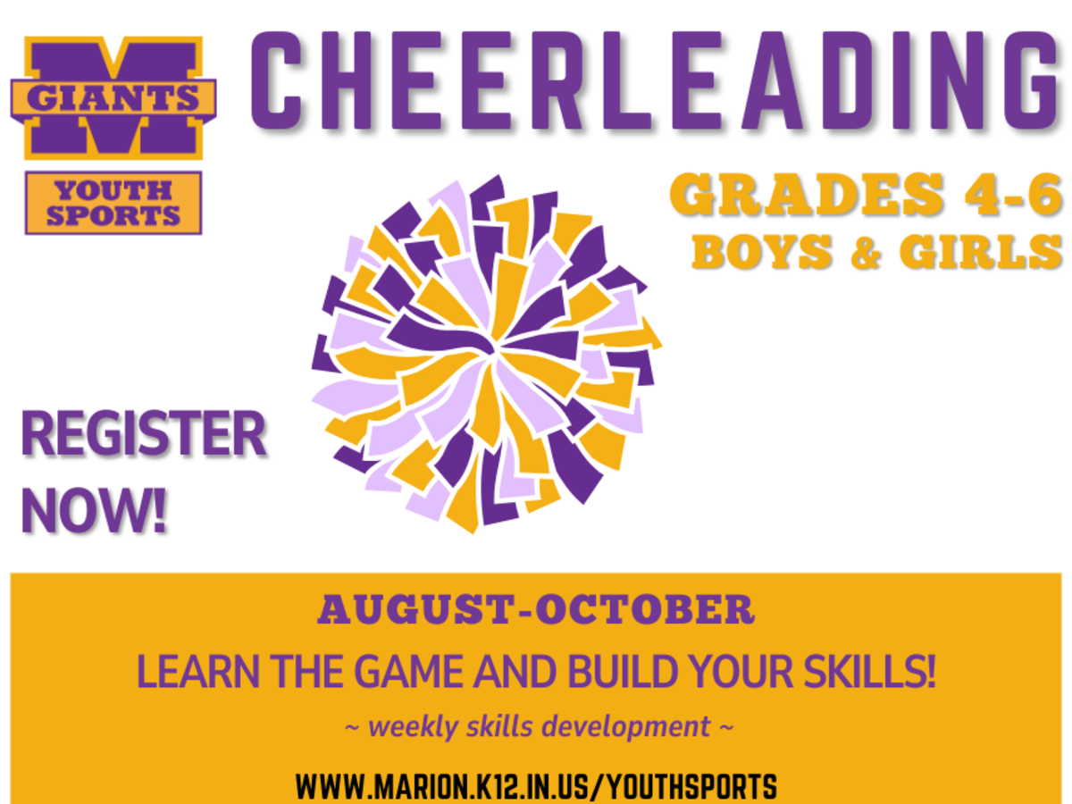 promo graphic - Marion Youth Sports fall 2026 - cheer